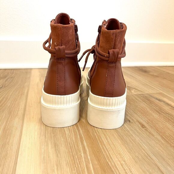 GIANNI BINI Wander Lust Lug Sole Platform Booties Rust Red Size 6.5 - Picture 4 of 8